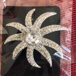 Silver Flower Brooch Pin